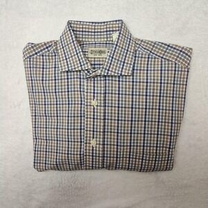 Gitman Bros. Shirt Mens M Brown Check Long Sleeve Button Up Point Collar USA